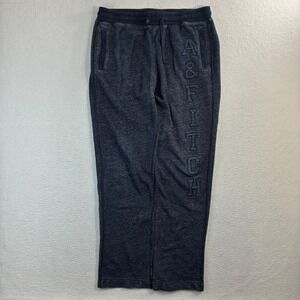 Y2K Abercrombie Fitch Sweatpants Men S Blue Open Hem Fleece Spellout Relaxed